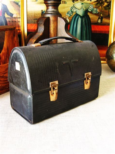 antique black metal lunch box|metal lunch box price guide.